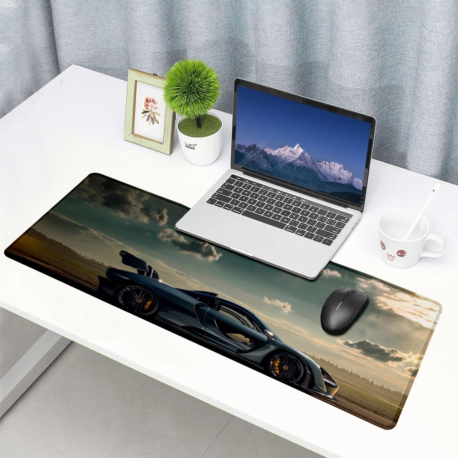 Fearless Supercar Stitched Desk Mat | Large Gaming & Office Mouse Pad | Non - Slip Rubber Base | Extended Desk Mat for Keyboard & Laptop - Mypcwala
