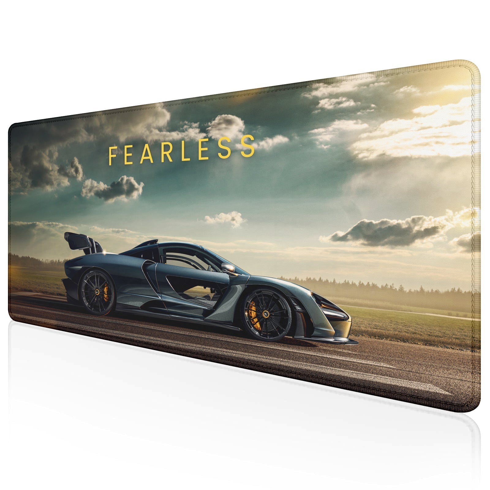 Fearless Supercar Stitched Desk Mat | Large Gaming & Office Mouse Pad | Non - Slip Rubber Base | Extended Desk Mat for Keyboard & Laptop - Mypcwala