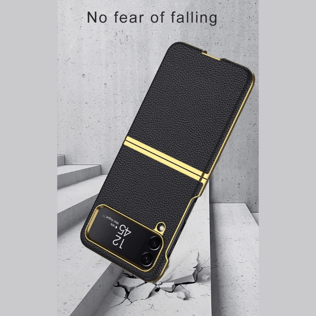 Galaxy Z Flip 4 Leather Business Style Canvas Hybrid Case - Mypcwala