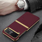 Galaxy Z Flip 4 Leather Business Style Canvas Hybrid Case - Mypcwala