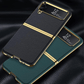 Galaxy Z Flip 4 Leather Business Style Canvas Hybrid Case - Mypcwala