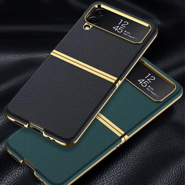 Galaxy Z Flip 4 Leather Business Style Canvas Hybrid Case - Mypcwala