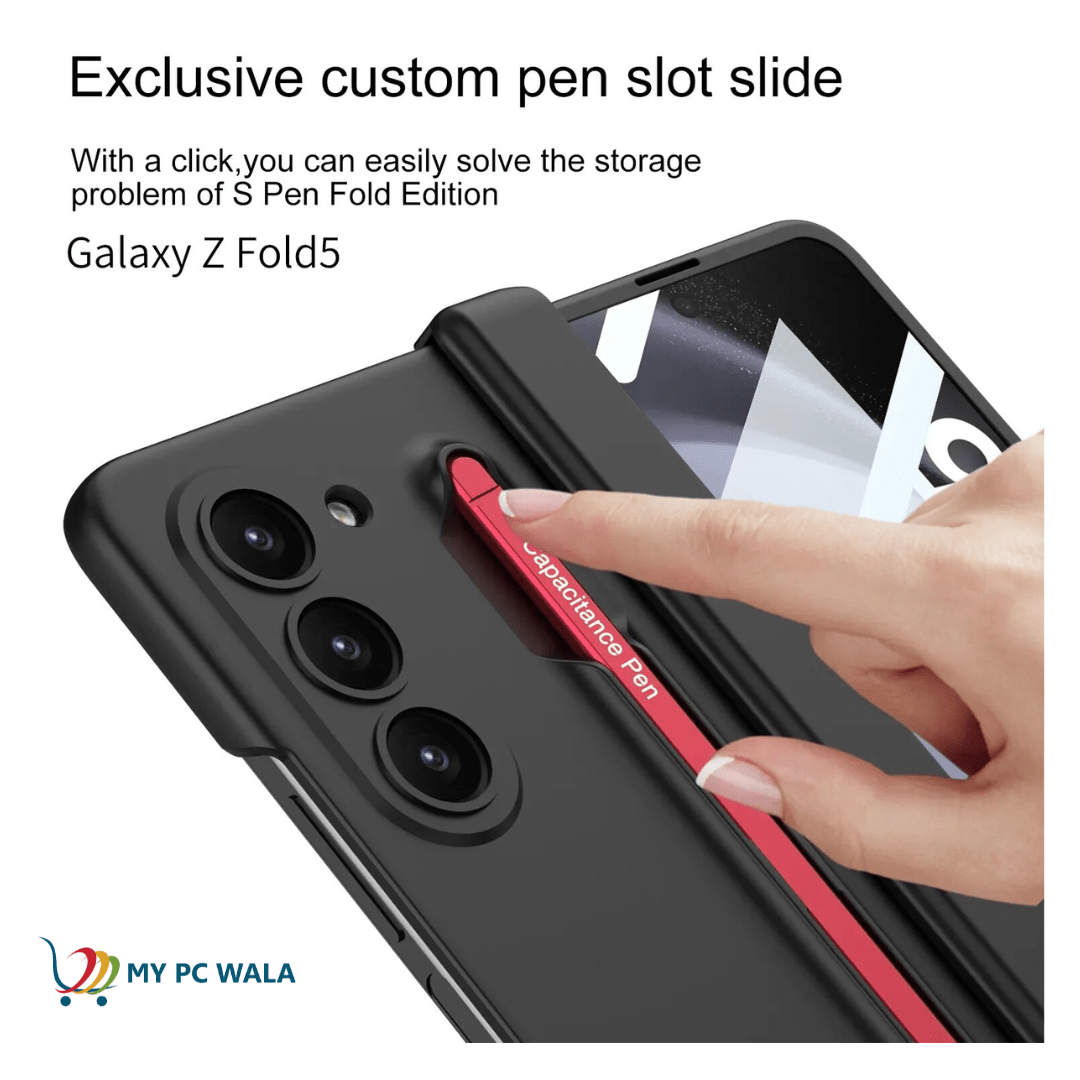 Galaxy Z Fold 5 Case with Pen Holder, Ultra Thin Matte Protective Cover Shockproof, Anti - Drop, Wear - Resistant Galaxy Z Fold 5 Case for Samsung Galaxy Z Fold 5 - Mypcwala