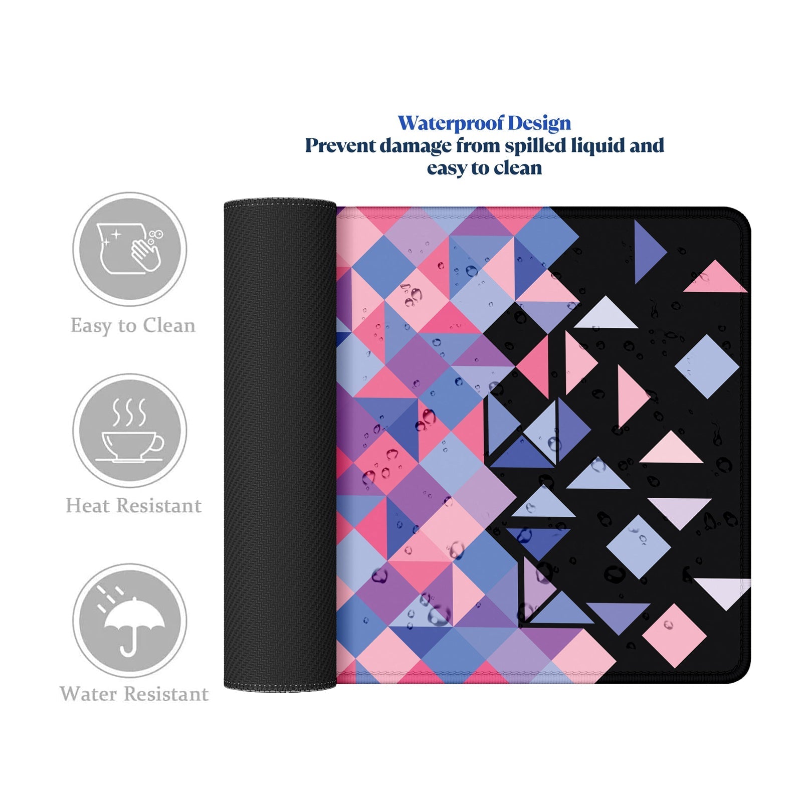 Geometric Pattern Stitched Desk Mat | Large Gaming & Office Mouse Pad | Non - Slip Rubber Base | Extended Desk Mat for Laptop, Keyboard & Mouse - Mypcwala