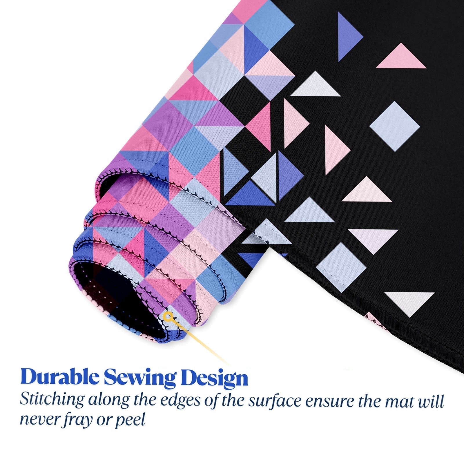 Geometric Pattern Stitched Desk Mat | Large Gaming & Office Mouse Pad | Non - Slip Rubber Base | Extended Desk Mat for Laptop, Keyboard & Mouse - Mypcwala