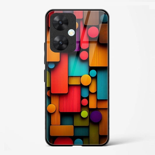Geometric Shapes And Lines Design Printed Glass Mobile Back Case Compatible for Redmi 13C | TPU Shock - Resistant Soft Edge | 360° Protection - Mypcwala