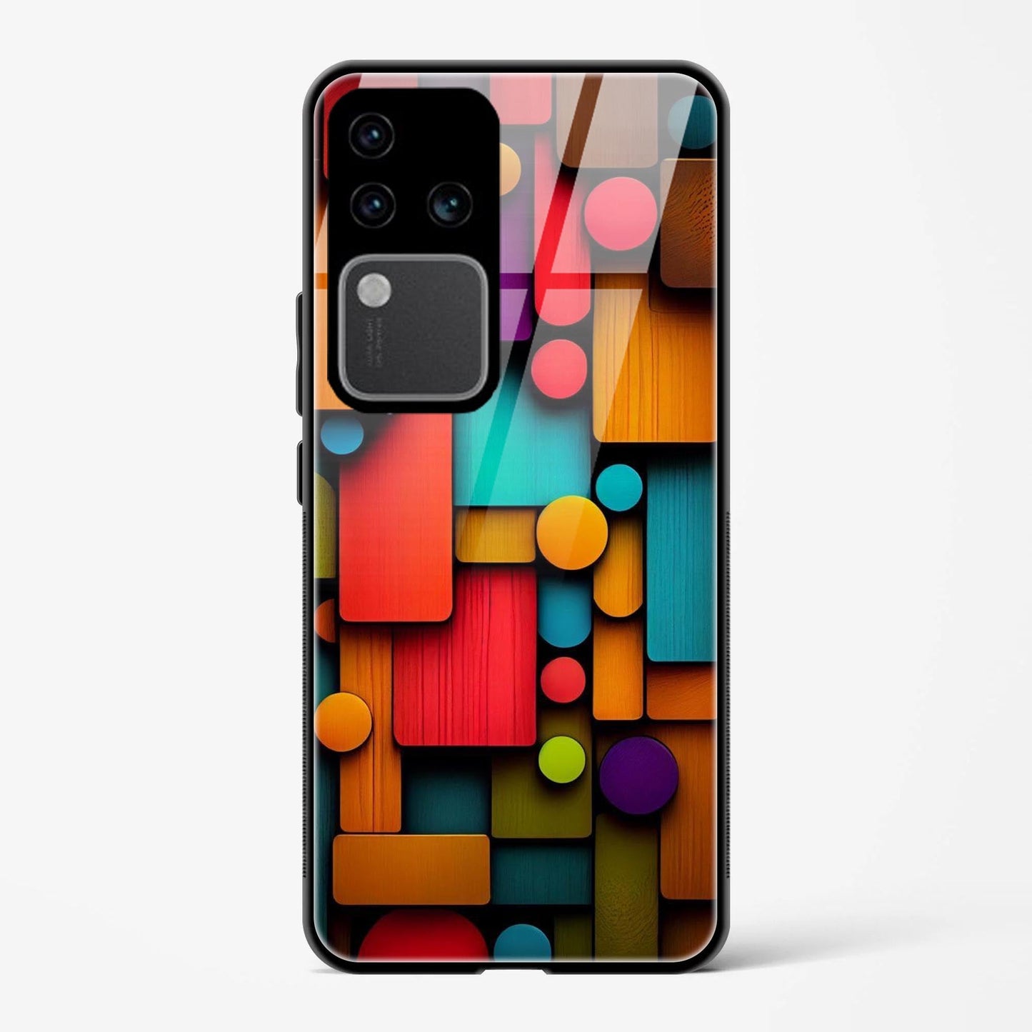 Geometric Shapes And Lines Design Printed Hard Back Cover Compatible with Vivo V30 Pro 5G Attractive and Uniquely Crafted Smartphone Case - Mypcwala