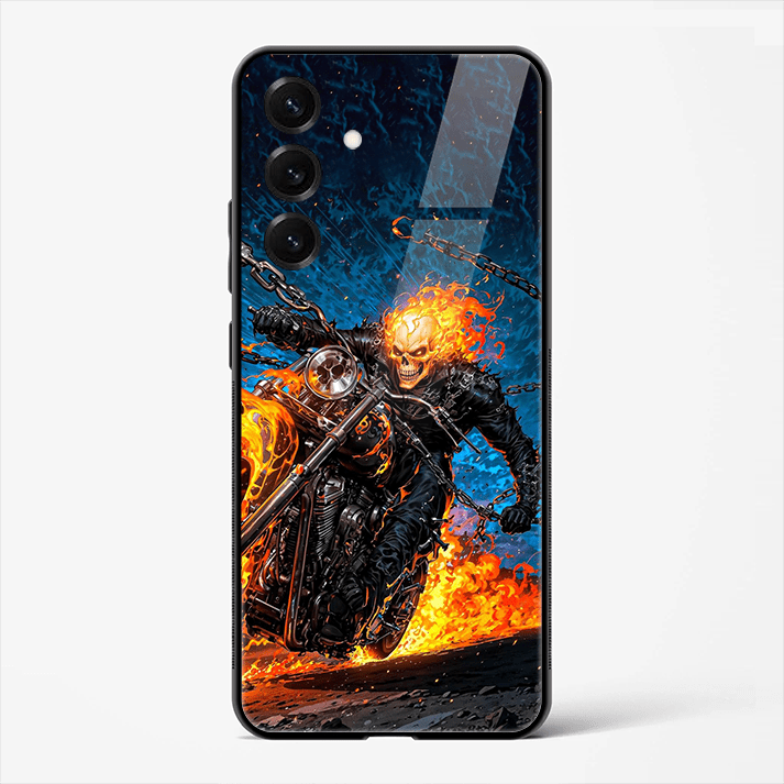 Ghost Rider Premium Glass Phone Cover for Samsung Galaxy S25 - DHARM IT PRIVATE LIMITED