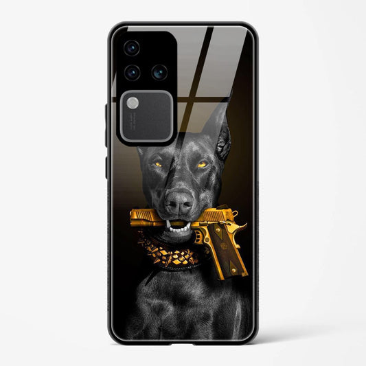 Gun in The Dog Mouth Design Printed Hard Back Cover Compatible with Vivo V30 Pro 5G Attractive and Uniquely Crafted Smartphone Case - Mypcwala