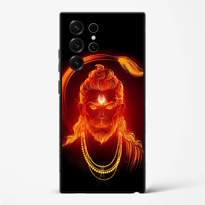 Hanuman Fire Aura Limited Edition Divine Glass Phone Cover for Samsung Galaxy S22 Ultra - DHARM IT PRIVATE LIMITED