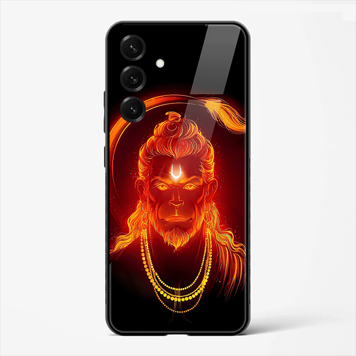Hanuman Fire Aura Limited Edition Divine Glass Phone Cover for Samsung Galaxy S25 - DHARM IT PRIVATE LIMITED