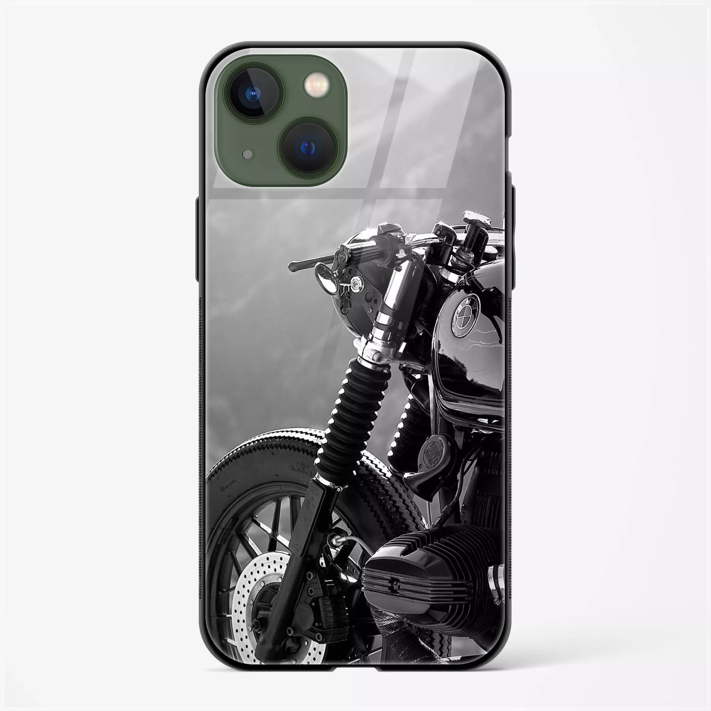 Motorcycle Designer Glass Back Case for iPhone 15