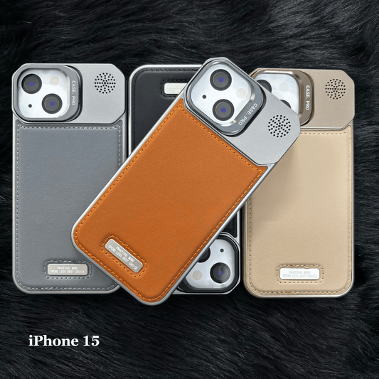 iPhone 15 Protective Case – Flexible TPU, Shockproof, Leather Finish, Metal Guard (Black) - Mypcwala