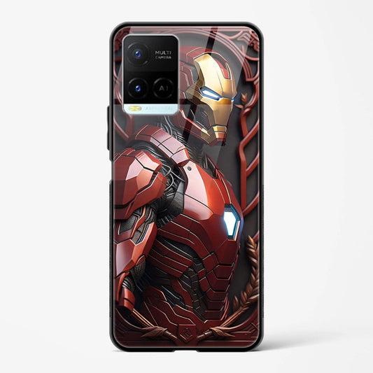 Iron Man Printed Design Glass Mobile Back Case Compatible for Vivo Y33s TPU Shock - Resistant Soft Edge | 360° Protection - Mypcwala