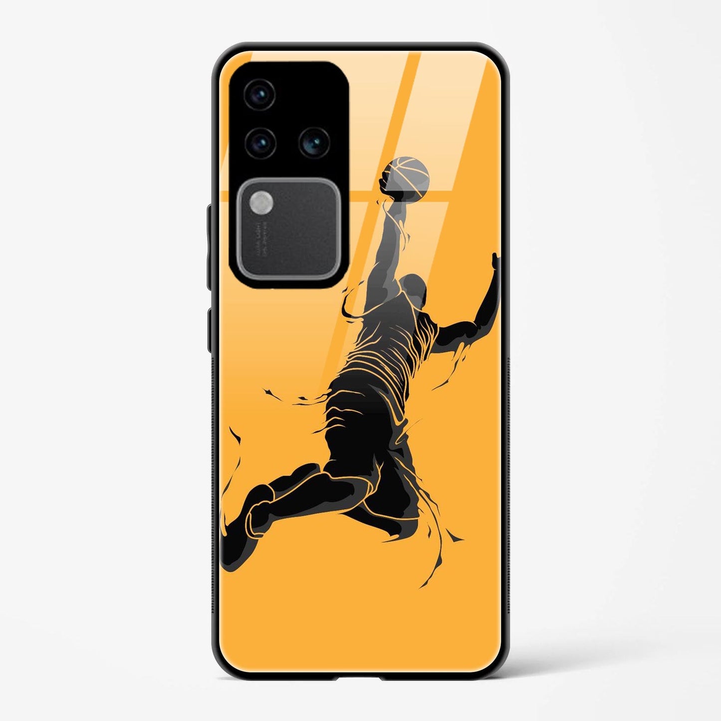 Jump Man With Basketball Design Printed Hard Back Cover Compatible with Vivo V30 Pro 5G Attractive and Uniquely Crafted Smartphone Case - Mypcwala