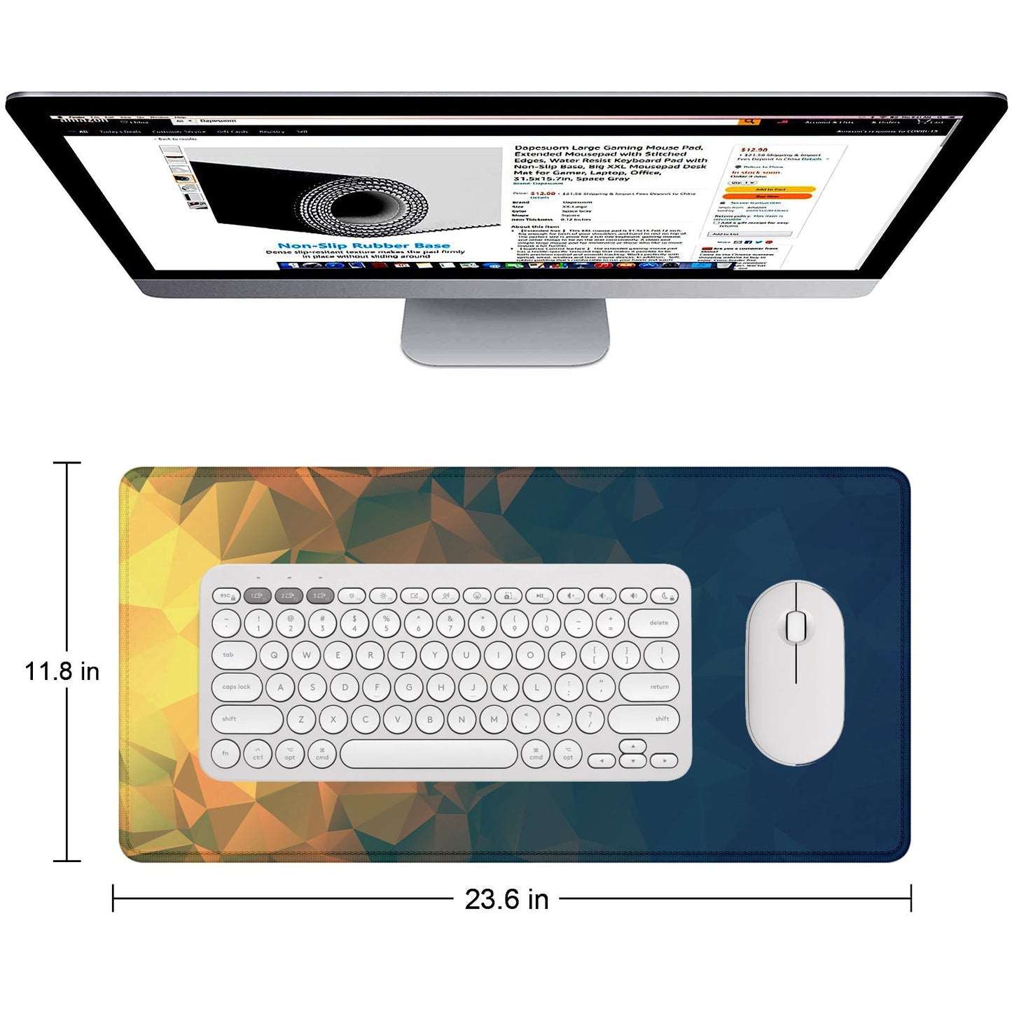 Large Extended Mouse Pad – Non - Slip Rubber Base, Desk Mat for Office, Gaming & Workstation - Mypcwala