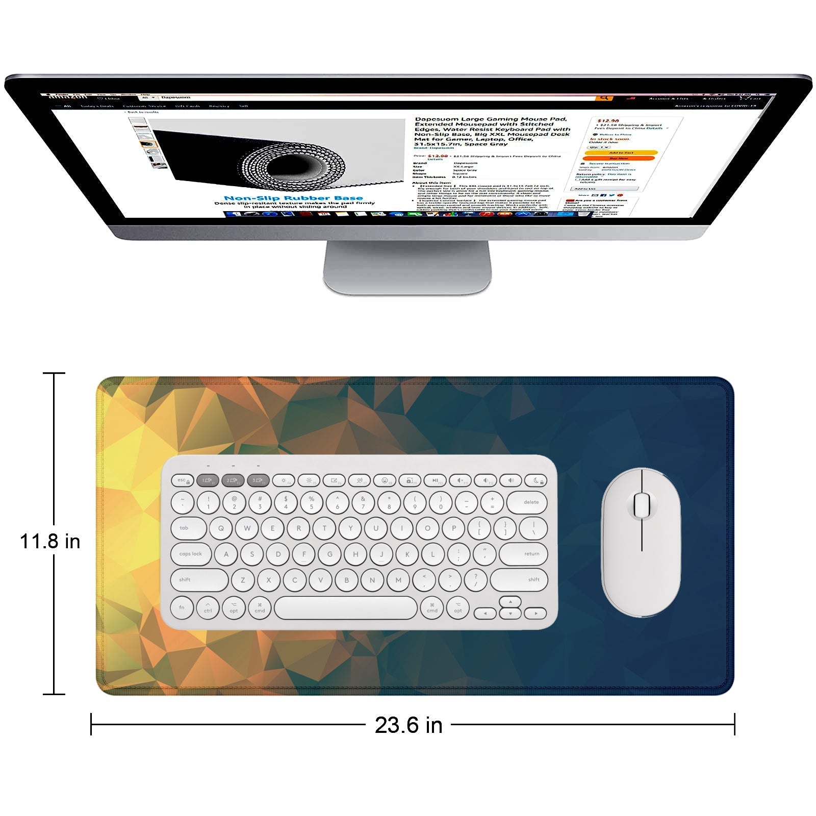 Large Extended Mouse Pad – Non - Slip Rubber Base, Desk Mat for Office, Gaming & Workstation - Mypcwala