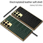 Leather Cover with Electroplated Borders Compatible with Samsung Galaxy S23 Ultra Flexible Soft Sides with Full Body and Camera Protection Case, Pattern Green & Gold - Mypcwala