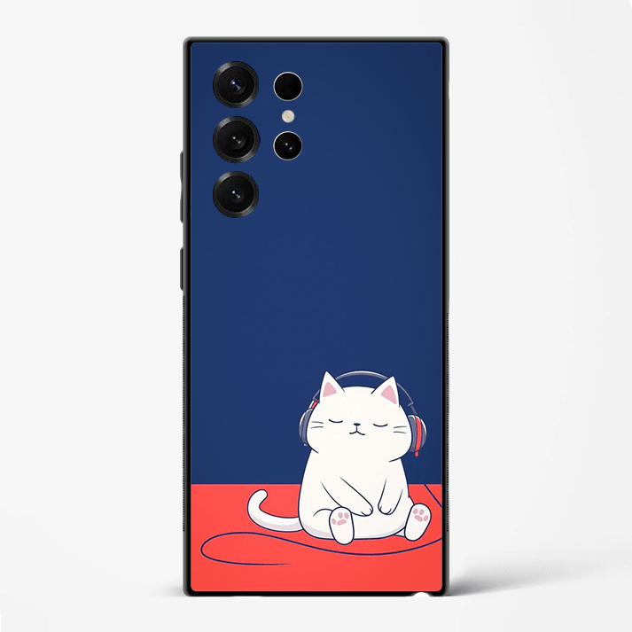 Lo - Fi Cat Aesthetic Art Premium Glass Phone Cover for Samsung Galaxy S22 Ultra - DHARM IT PRIVATE LIMITED