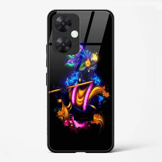 Lord Krishna Design Printed Glass Mobile Back Case Compatible for Redmi 13C | TPU Shock - Resistant Soft Edge | 360° Protection - Mypcwala