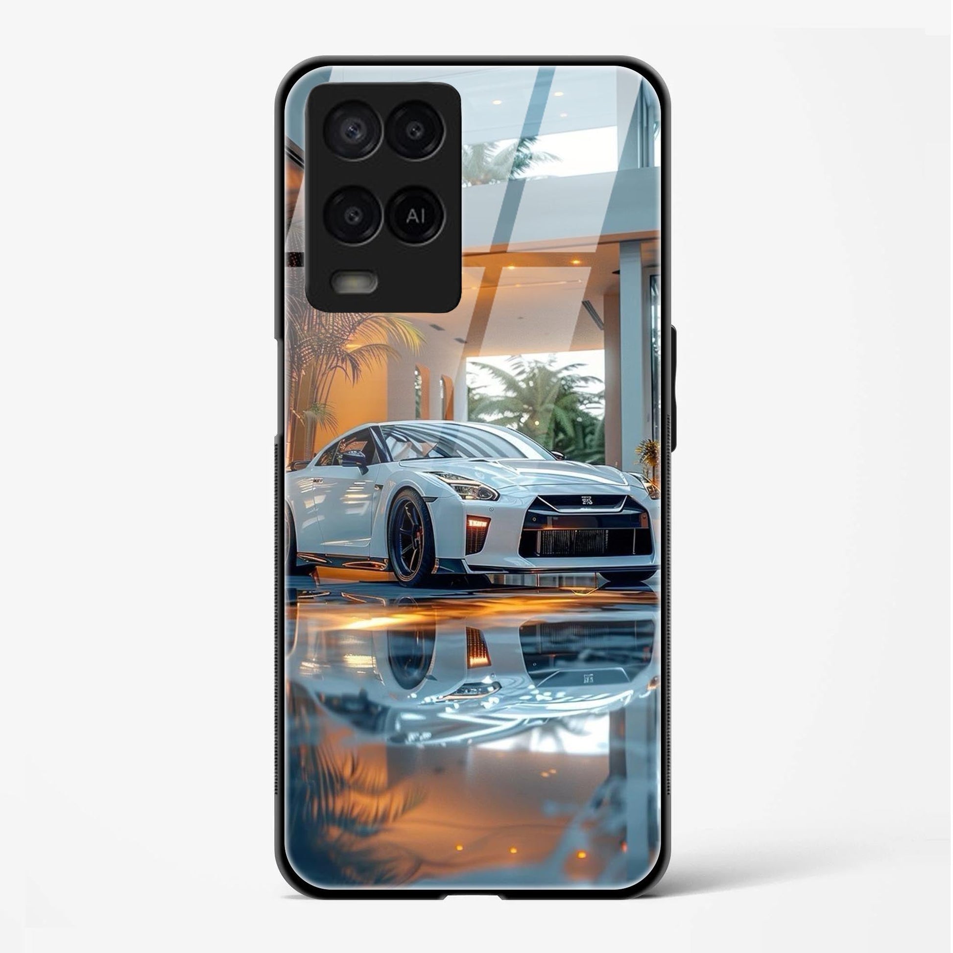 Luxury Car Printed Back Glass Cover for Compatible with Oppo A54 Attractive and Uniquely Crafted Smartphone Case - Mypcwala