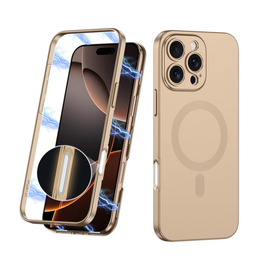 Magnetic Matte Case for iPhone 16 Pro Max with Magsafe | Full Body Hard Shell with N52 Magnets & Touch Buttons (Gold) - Mypcwala