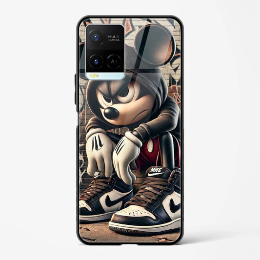 Mickey Mouse Printed Design Glass Mobile Back Case Compatible for Vivo Y33s TPU Shock - Resistant Soft Edge | 360° Protection - Mypcwala