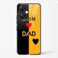 Mom & Dad LOVE Design Printed Glass Mobile Back Case Compatible for Redmi 13C | TPU Shock - Resistant Soft Edge | 360° Protection - Mypcwala