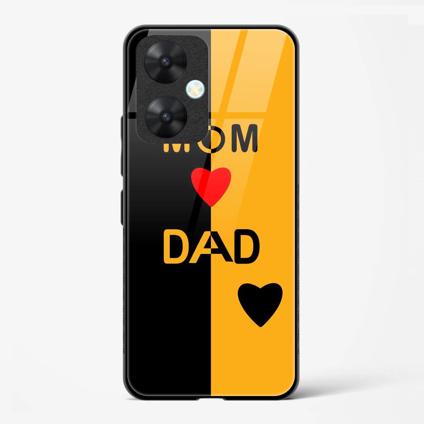 Mom & Dad LOVE Design Printed Glass Mobile Back Case Compatible for Redmi 13C | TPU Shock - Resistant Soft Edge | 360° Protection - Mypcwala