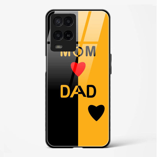 Mom & Dad Printed Back Glass Cover for Compatible with Oppo A54 Attractive and Uniquely Crafted Smartphone Case - Mypcwala