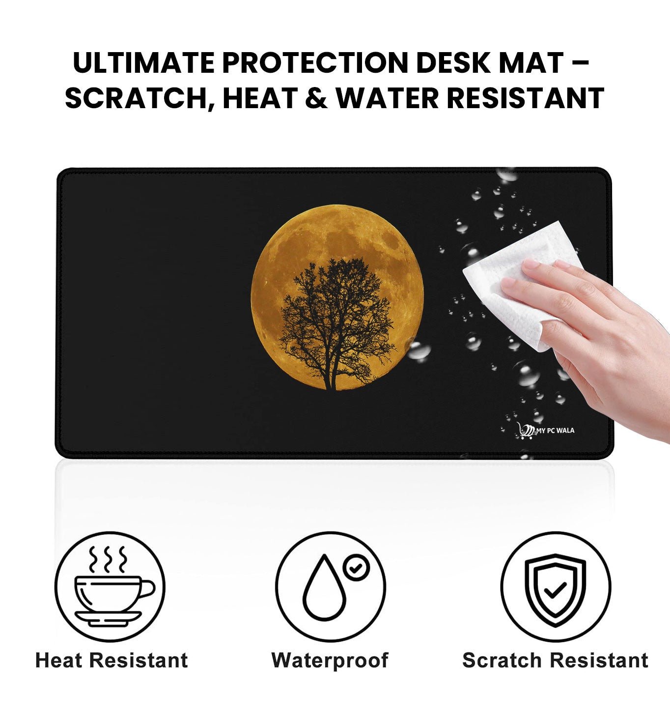 Moon Eclipse Desk Mat – Heat, Water & Scratch Resistant Office Desk Mat - DHARM IT PRIVATE LIMITED