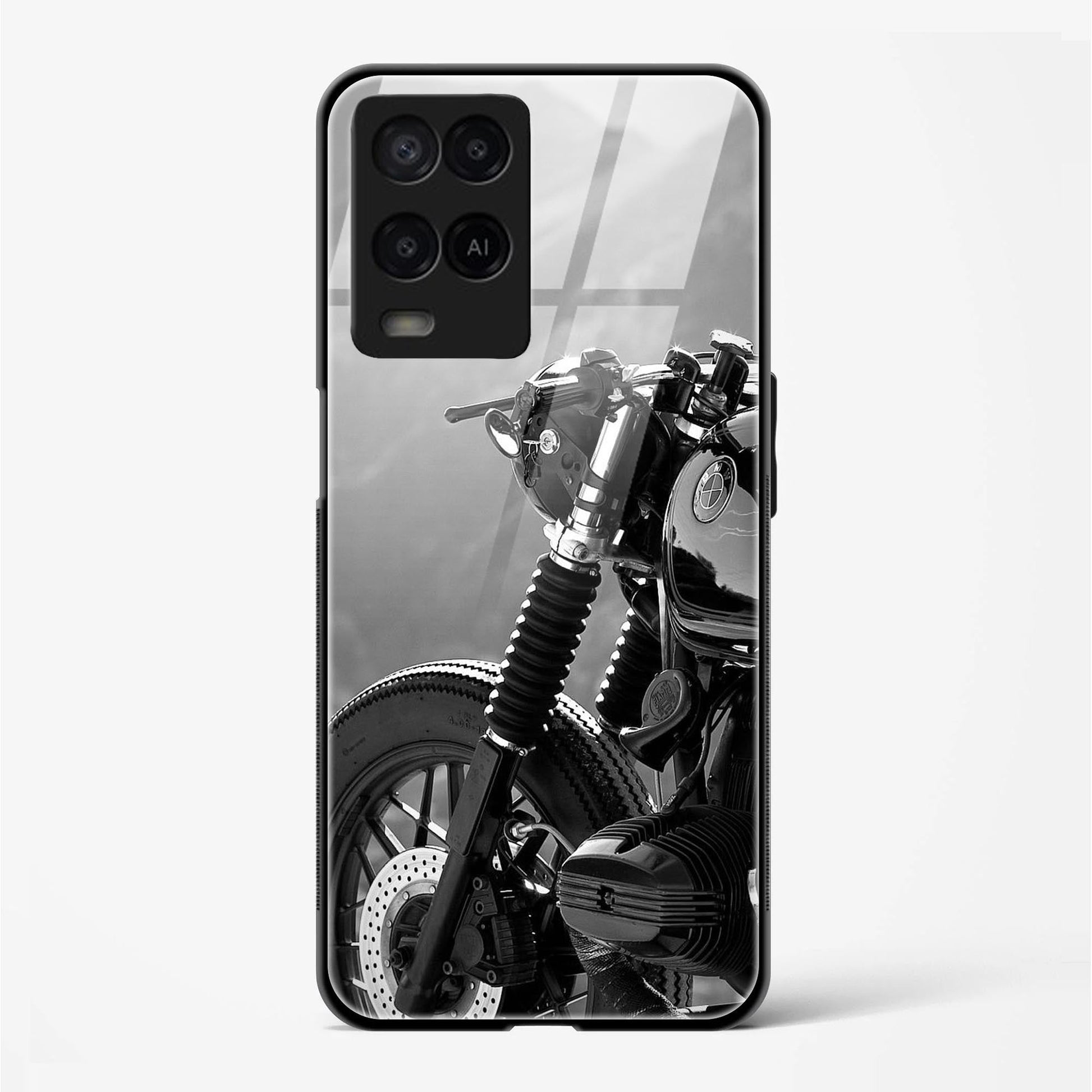 Motorcycle Printed Back Glass Cover for Compatible with Oppo A54 Attractive and Uniquely Crafted Smartphone Case - Mypcwala