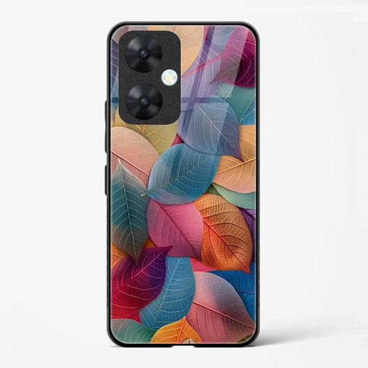 Multicolor Leaf Design Printed Glass Mobile Back Case Compatible for Redmi 13C | TPU Shock - Resistant Soft Edge | 360° Protection - Mypcwala