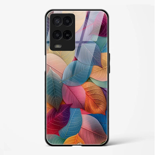 Multicolor Leaf Printed Back Glass Cover for Compatible with Oppo A54 Attractive and Uniquely Crafted Smartphone Case - Mypcwala