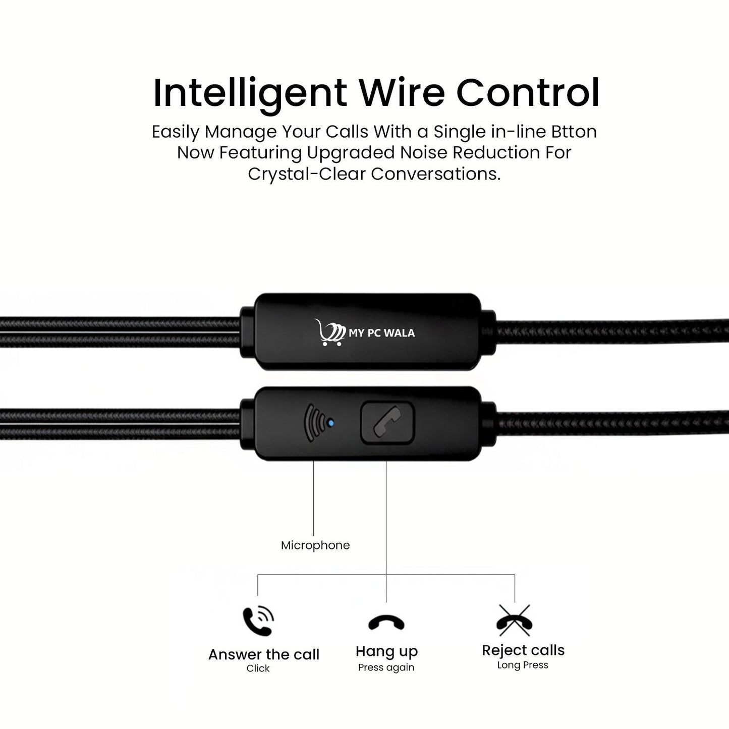 MY PC WALA Type - C Earphones with Microphone | Wired in - Ear USB - C Headphones | High - Bass Stereo Sound, Noise - Isolation, Tangle - Free Cable, Metallic Grey - Mypcwala