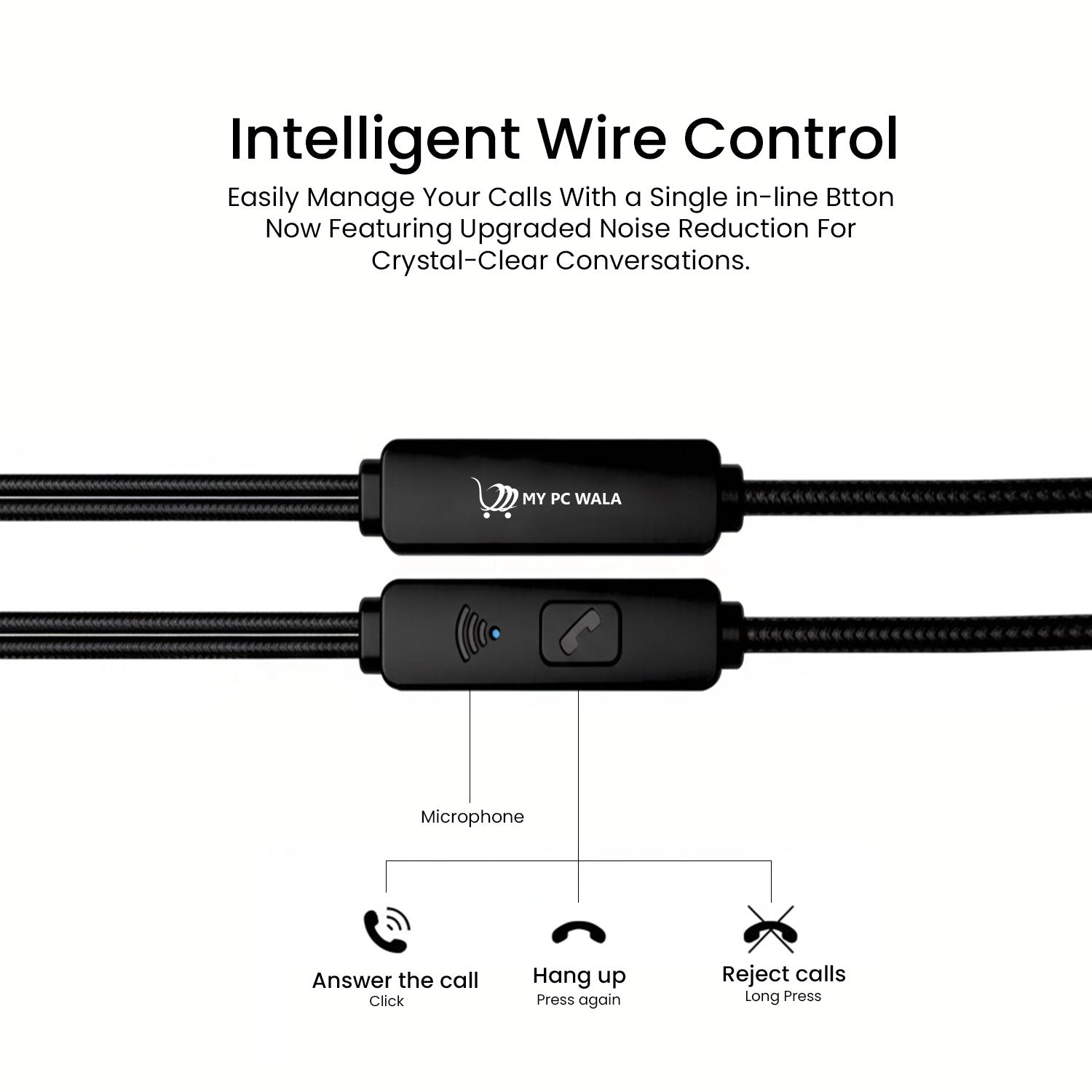 MY PC WALA Type - C Earphones with Microphone | Wired in - Ear USB - C Headphones | High - Bass Stereo Sound, Noise - Isolation, Tangle - Free Cable, Metallic Grey - Mypcwala