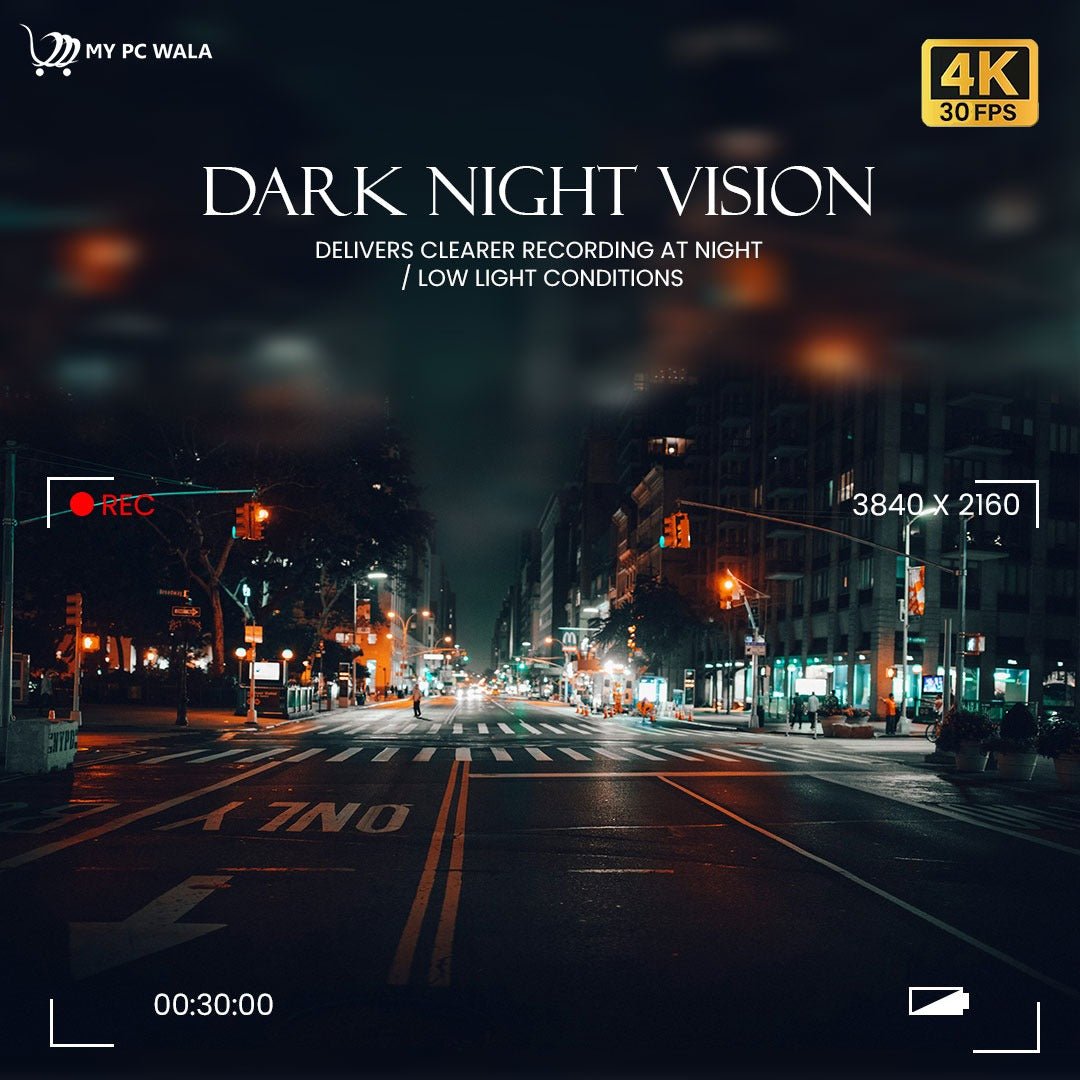 MYPCWALA - 4K Ultra HD Dash Camera with 2K Rear Camera, Smartphone Wi - Fi Edition, G - Sensor, Parking Monitor, and 256GB Storage Support - DHARM IT PRIVATE LIMITED