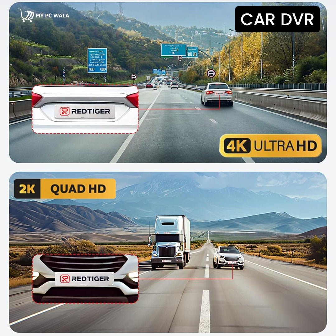 MYPCWALA - 4K Ultra HD Dash Camera with 2K Rear Camera, Smartphone Wi - Fi Edition, G - Sensor, Parking Monitor, and 256GB Storage Support - DHARM IT PRIVATE LIMITED