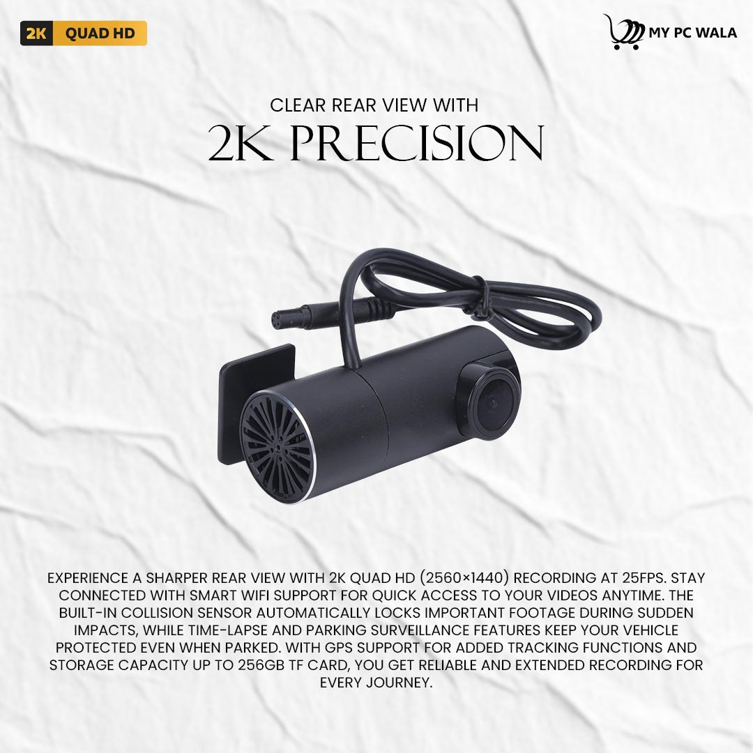 MYPCWALA - 4K Ultra HD Dash Camera with 2K Rear Camera, Smartphone Wi - Fi Edition, G - Sensor, Parking Monitor, and 256GB Storage Support - DHARM IT PRIVATE LIMITED