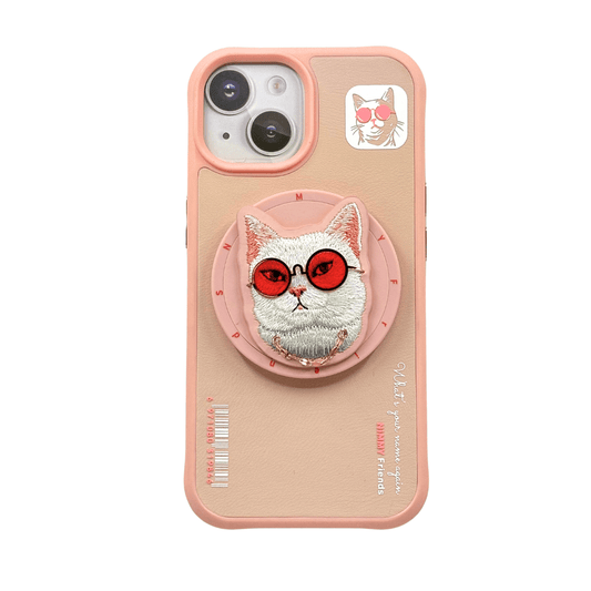 Mypcwala Nimmy Glasses cute series White Rich And Beauty, 360 protection For iPhone 15 Case Cover Material: TPU+PU Leather Shockproof - Mypcwala