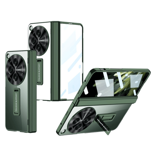 Mypcwala Transparent Electroplated Case/Cover with Kickstand & Magnetic Hinge Cover for Oneplus Open 5g (Clear Green | Polycarbonate) - Mypcwala