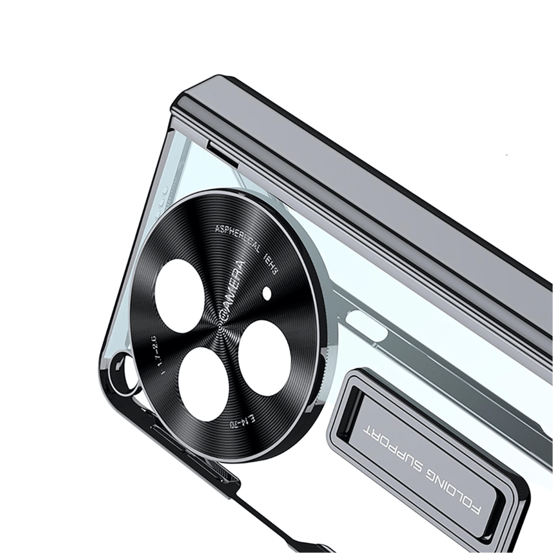 Mypcwala Transparent Electroplated Case/Cover with Kickstand & Magnetic Hinge Cover for Oneplus Open 5g (Clear Green | Polycarbonate) - Mypcwala