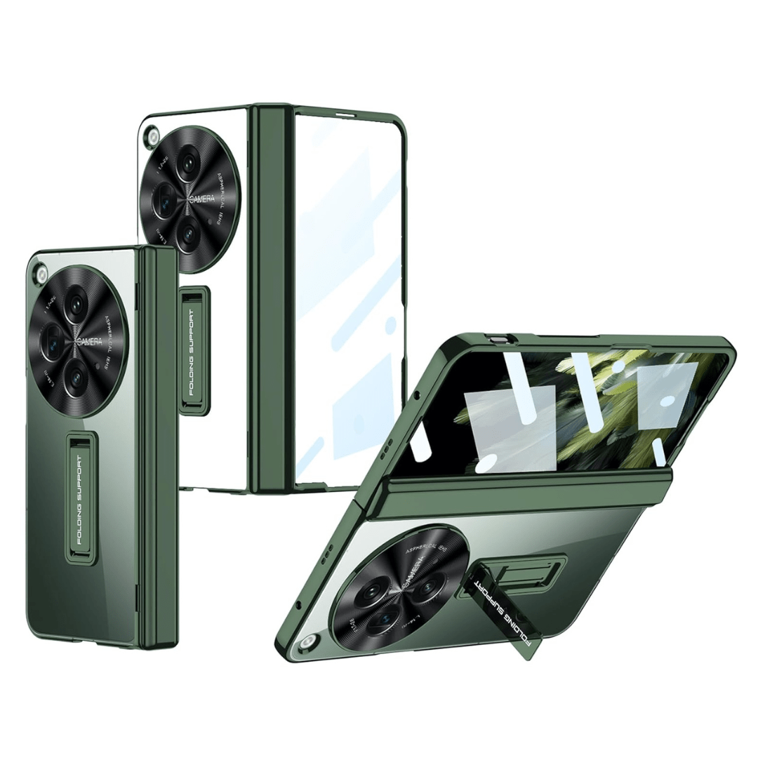 Mypcwala Transparent Electroplated Case/Cover with Kickstand & Magnetic Hinge Cover for Oppo Find N3 (Clear Green | Polycarbonate) - Mypcwala