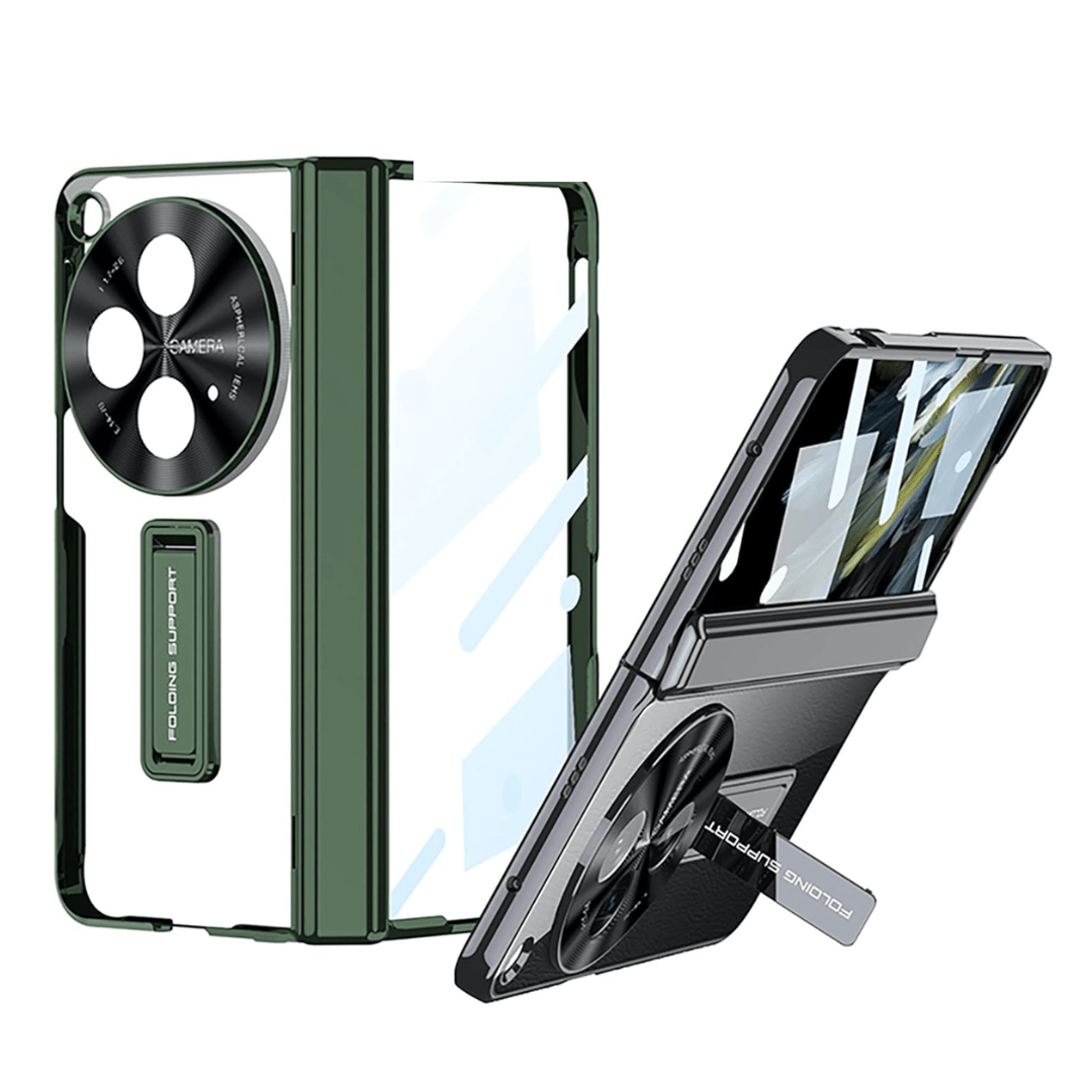 Mypcwala Transparent Electroplated Case/Cover with Kickstand & Magnetic Hinge Cover for Oppo Find N3 (Clear Green | Polycarbonate) - Mypcwala