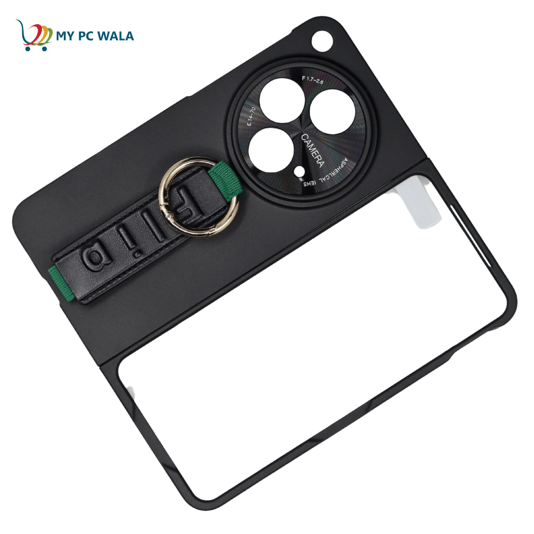 Mypcwala Ultra Thin Case/Cover with Leather Strap Ring & Front Glass Protector for Oppo Find N3 Case Cover ƒ?? Matte Black - Mypcwala