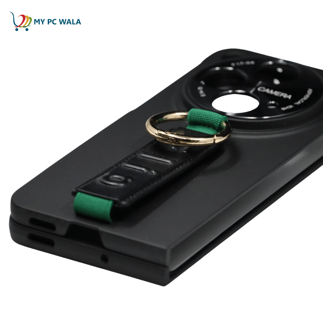 Mypcwala Ultra Thin Case/Cover with Leather Strap Ring & Front Glass Protector for Oppo Find N3 Case Cover ƒ?? Matte Black - Mypcwala