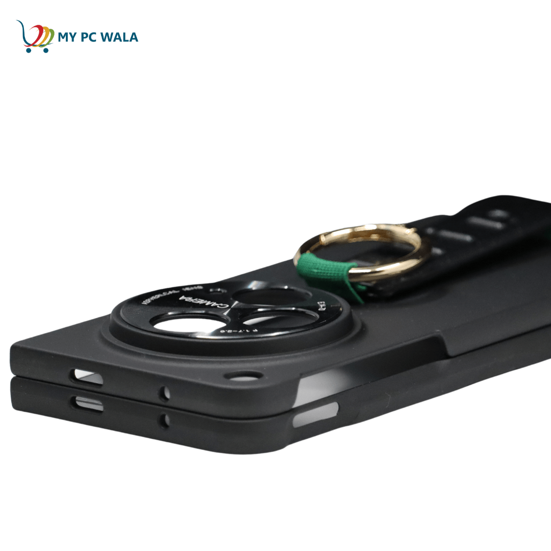 Mypcwala Ultra Thin Case/Cover with Leather Strap Ring & Front Glass Protector for Oppo Find N3 Case Cover ƒ?? Matte Black - Mypcwala