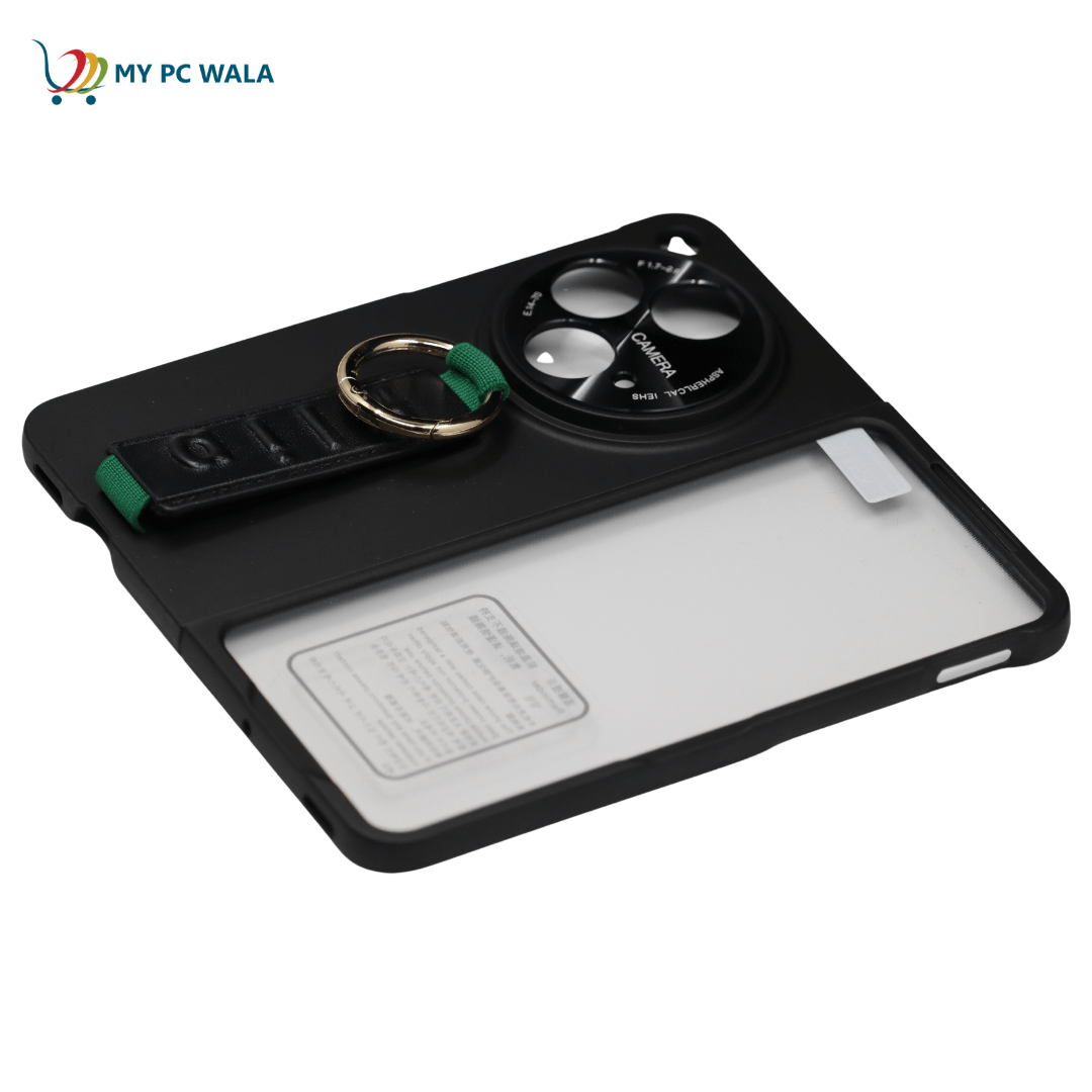 Mypcwala Ultra Thin Case/Cover with Leather Strap Ring & Front Glass Protector for Oppo Find N3 Case Cover ƒ?? Matte Black - Mypcwala