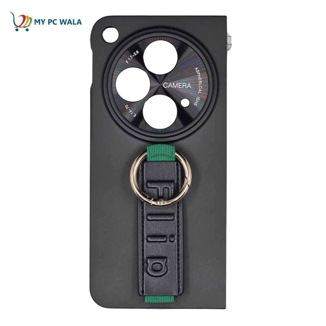 Mypcwala Ultra Thin Case/Cover with Leather Strap Ring & Front Glass Protector for Oppo Find N3 Case Cover ƒ?? Matte Black - Mypcwala