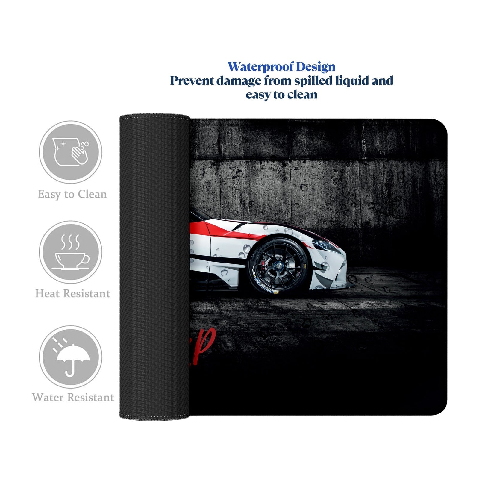 Never Give Up Racing Car Stitched Desk Mat | Large Gaming & Office Mouse Pad | Non - Slip Rubber Base | Extended Desk Mat for Keyboard & Laptop - Mypcwala